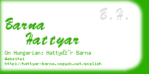 barna hattyar business card